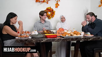 Muslim Babe Audrey Royal Celebrates Thanksgiving With Passionate Fuck On The Table - Hijab Hookup free video