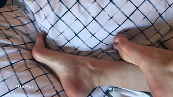 In Bed With My Bare Feet And Fresh Blue Pedicure Mianyx Foot Fetish And Toes Tease free video